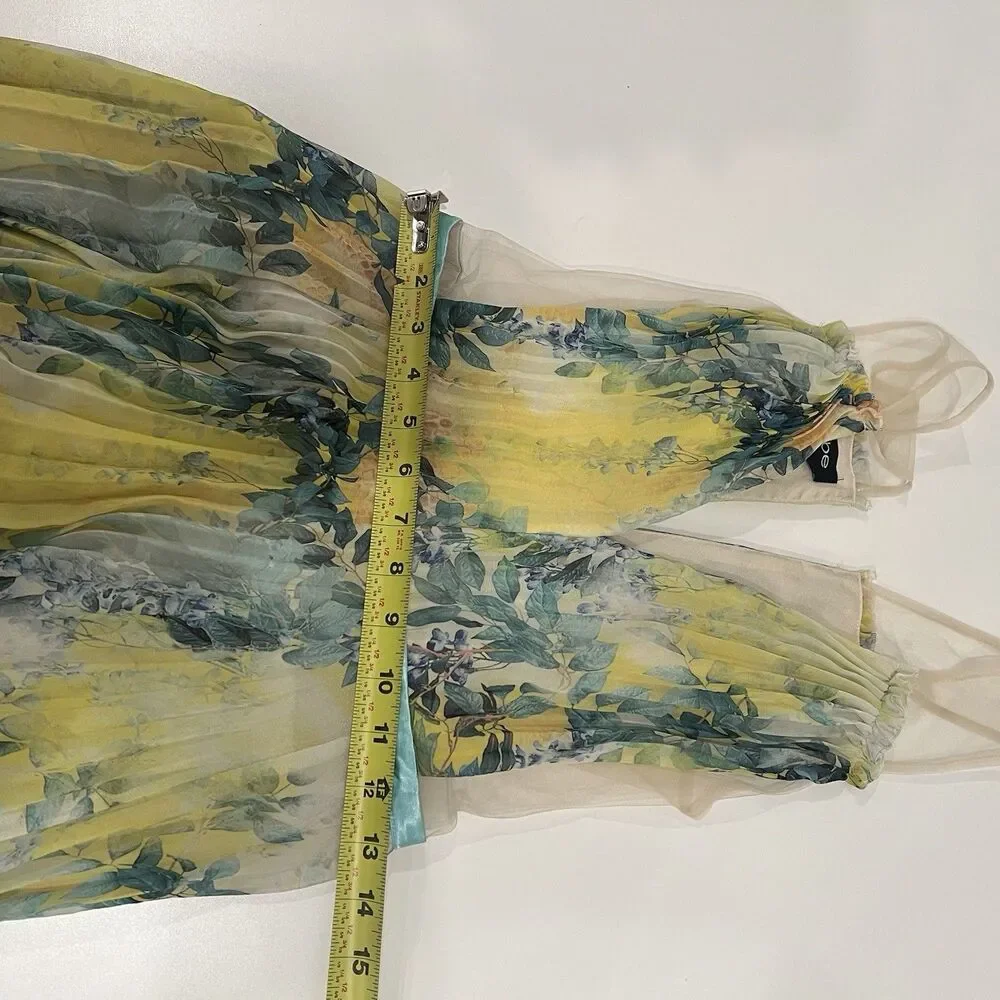Bebe High Low Pleated Maxi Dress Floral Illusion Stunning Cocktail Women’s Sz 6 - Picture 11 of 12